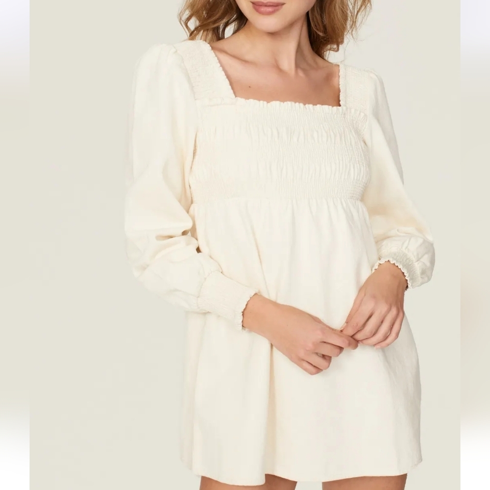 Area Stars, Marla Dress, Mini Babydoll Long Sleeve, Cream, EUC Women's S - Picture 3 of 16